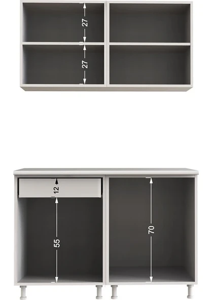 T Designo Selena Hazır Mutfak Dolabı 120 cm Tezgah Dahil Ceviz - Resim 5