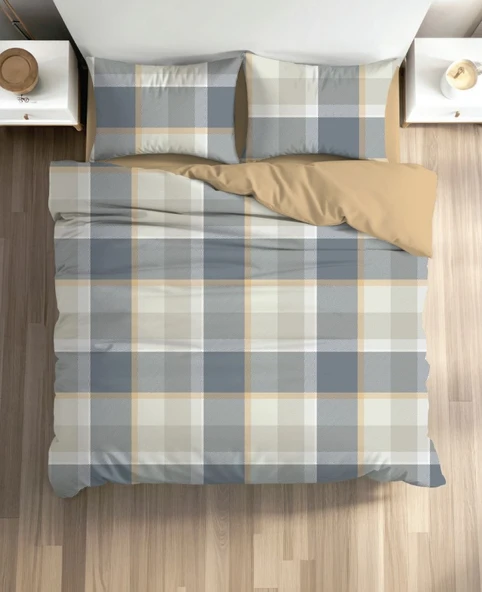 FİXBOX ÇİFT KİŞİLİK RANFORCE NEVRESİM TAKIMI RUİT KARAMEL - Resim 2