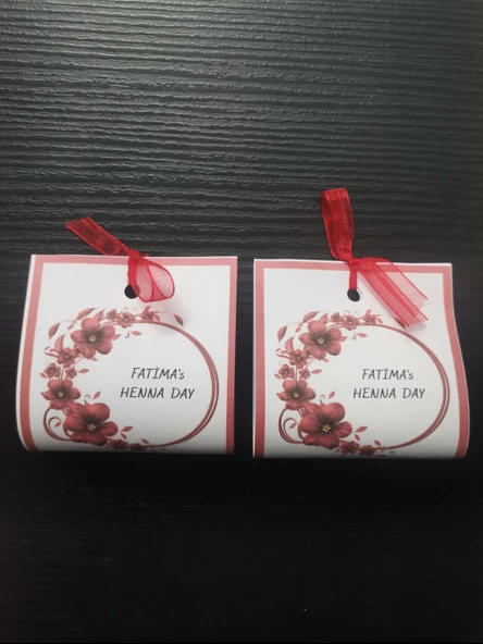 25 Adet Kişiye Özel Tasarım Hazır Paketlenmiş Dağıtmalık Hediyelik Kına - Resim 2