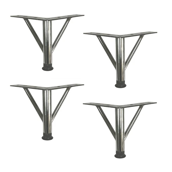 4 Adet Firkete Ayak Metal 25 cm Krom Mobilya Koltuk Ayağı