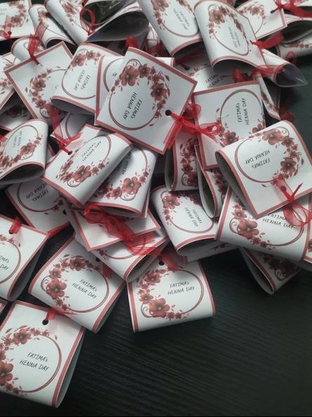 100 Adet Kişiye Özel Tasarım Hazır Paketlenmiş Dağıtmalık Hediyelik Kına - Resim 5