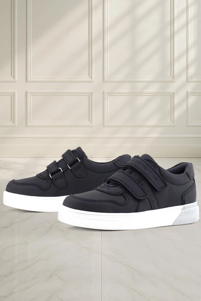 Rakerplus Hakiki Deri Cırtlı Siyah Beyaz Tabanlı Erkek Çocuk Spor Ayakkabı ürün görseli