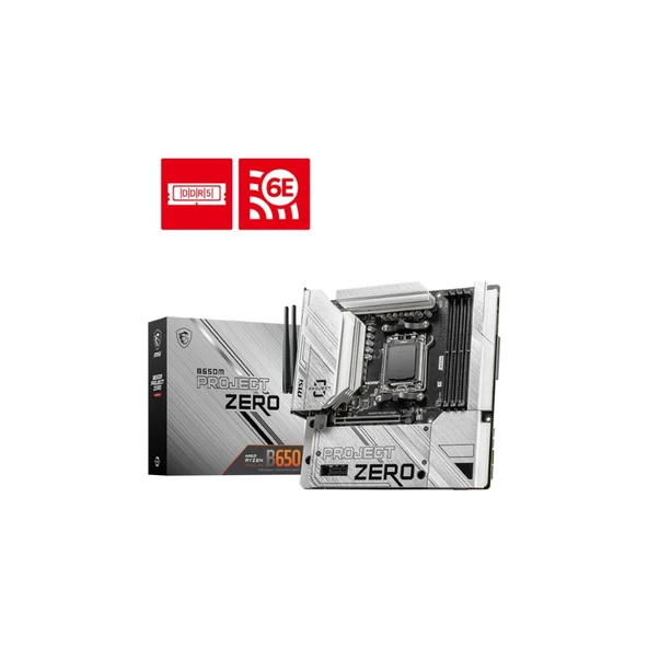MSI B650M Project Zero Wi-Fi AMD AM5 DDR5 Micro ATX Anakart 7.671TL