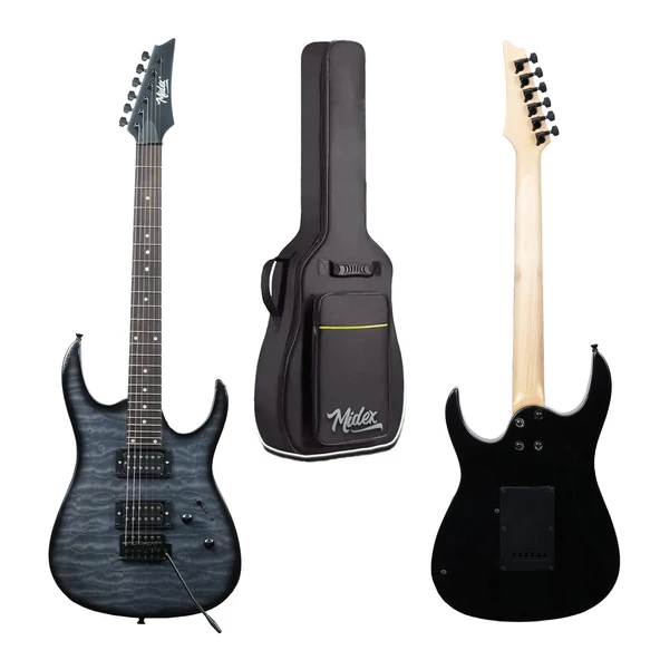 Midex Crade-50AMP Grey Rosewood Super Strat Kasa HH Yüksek Kaliteli 50W Amfili Elektro Gitar Seti - Resim 4