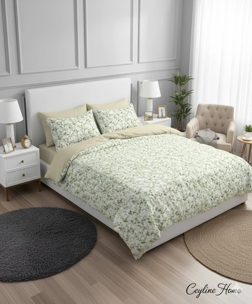 FİXBOX ÇİFT KİŞİLİK RANFORCE NEVRESİM TAKIMI OLEA BEJ ürün görseli