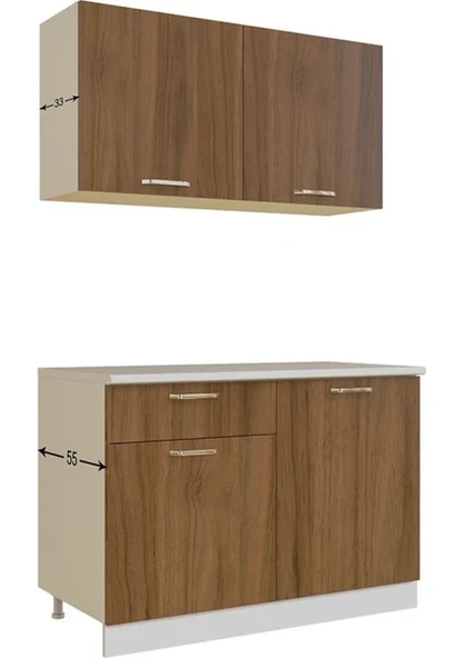 T Designo Selena Hazır Mutfak Dolabı 120 cm Tezgah Dahil Ceviz - Resim 4