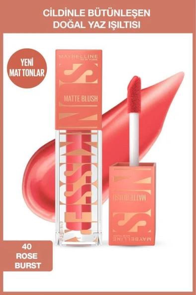 Maybelline New York Sunkisser Hazy Matte Likit Allık - 40 Rose Burst ürün görseli 1