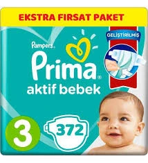 Prima Aktif Bebek Bezi 3 Numara 372 Adet ürün görseli