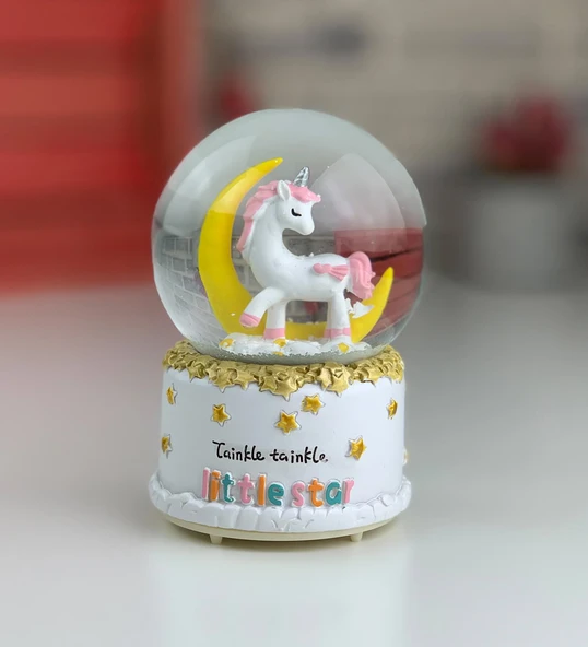 Unicorn Kar Küresi Orta Boy Sarı Ay ürün görseli