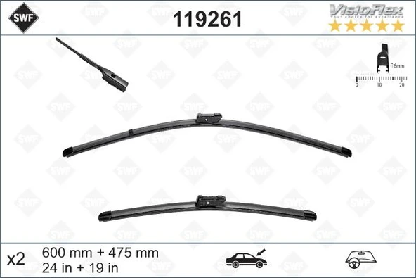 SİLECEK SÜPÜRGESİ ÖN TAKIM GOLF6-JETTA-PASSAT 600 x 480 mm 3AB998002-5C7998002-5K7998002 ürün görseli