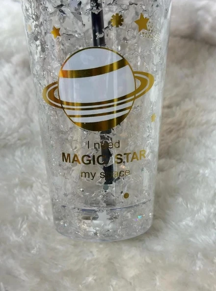 PİPETLİ BARDAK MATARA SEVİMLİ SULUK 450 ml ÇİFT ASTRONOT FİGÜRLÜ