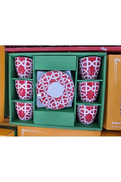 Geometrik Desenli 6 Kişilik Kahve Fincan Takımı - 3
