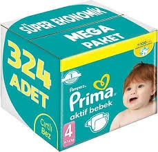 Prima Aktif Bebek Bezi 4 Numara 324 Adet ürün görseli 1