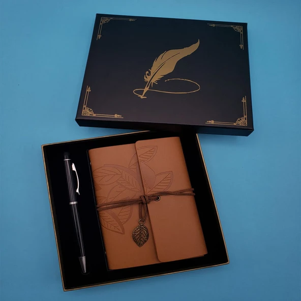 Taba Deri Defter ve Kalem Set ürün görseli