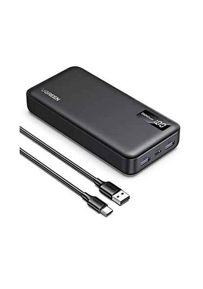 Ugreen PowerBank USb-C ve 2 USB Portu 22.5W 20000mAh - Siyah - 1