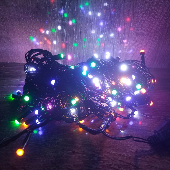 10 M 100 Led Damla Uçlu Led Işık RGB Işık Siyah Kablo ürün görseli