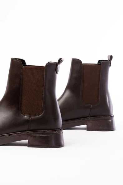 02-2137 Kahverengi Lastikli Günlük Kadın Bot - Resim 3