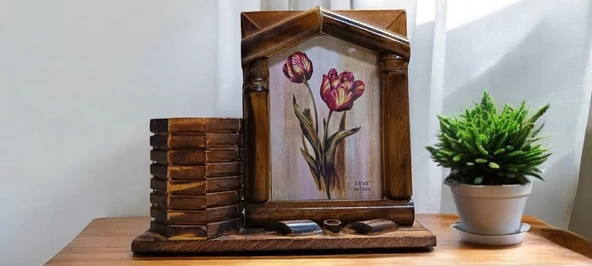 Ahşap Kalemlikli Çerçeve - 2