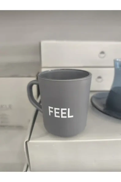 FEEL Yazılı Renkli Cam Kupa - 1