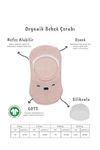 Bistyle 2'Li Babet Cute Face Penye Çorap 30103 Pembe-Beyaz - 2