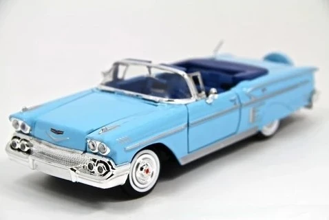 1958 Chevrolet Impala Mavi 1/24 Model Araba - 1