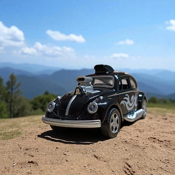 Metal Araba Çek Bırak Vw Bettle Modifiye Siyah Sesli ve Işıklı - 3
