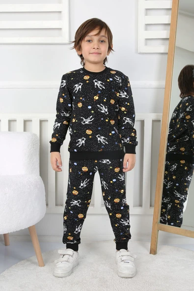İki İplik Cepli Astronot Temalı Erkek Çocuk Pijama Takımı ürün görseli