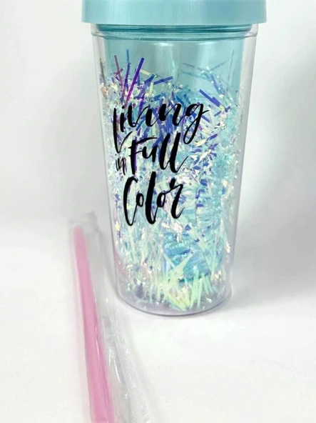 PİPETLİ BARDAK MATARA SEVİMLİ SULUK 450 ml ÇİFT KATMANLI PÜSKÜLLÜ