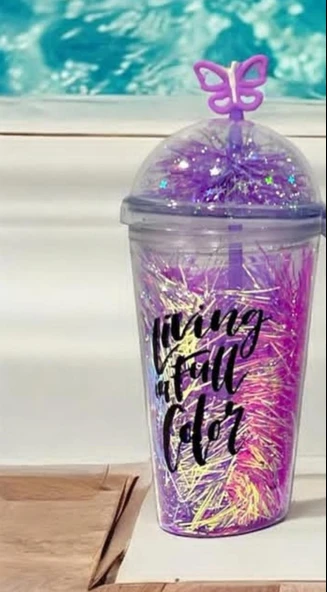 PİPETLİ BARDAK MATARA SEVİMLİ SULUK 450 ml ÇİFT KATMANLI PÜSKÜLLÜ