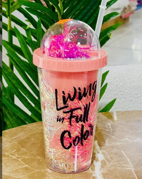 PİPETLİ BARDAK MATARA SEVİMLİ SULUK 450 ml ÇİFT KATMANLI PÜSKÜLLÜ