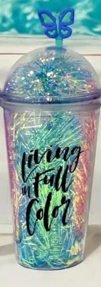 PİPETLİ BARDAK MATARA SEVİMLİ SULUK 450 ml ÇİFT KATMANLI PÜSKÜLLÜ - 2