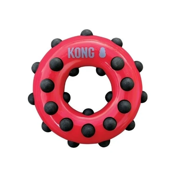 Kong Dotz Halka Sesli Köpek Oyuncağı Large Siyah/Kırmızı 15 Cm ürün görseli