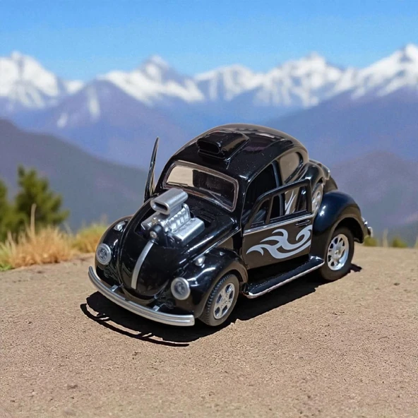 Metal Araba Çek Bırak Vw Bettle Modifiye Siyah Sesli ve Işıklı - 2