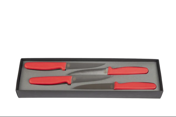 ORMAN LEZZETLERİ SEBZE/MEYVE BIÇAĞI KIRMIZI 4'lü set - 3