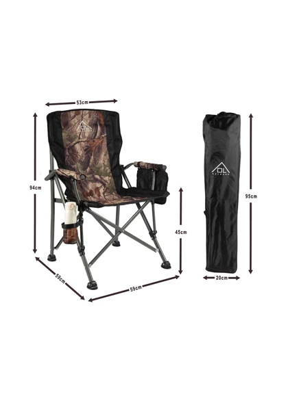 OL Outdoor Mammoth Katlanır Kamp Sandalyesi_Kamuflaj - 2