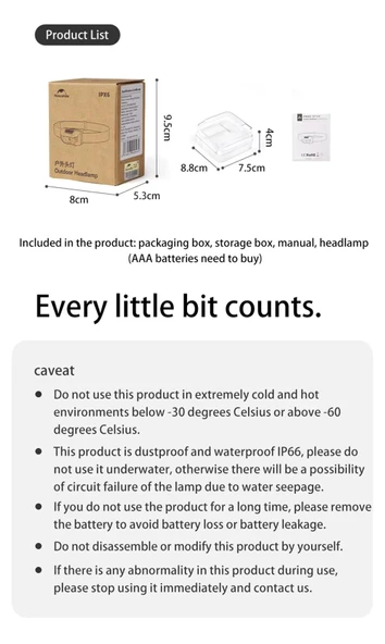 Naturehike Hakino 210 Lümen Kafa Lambası - 3