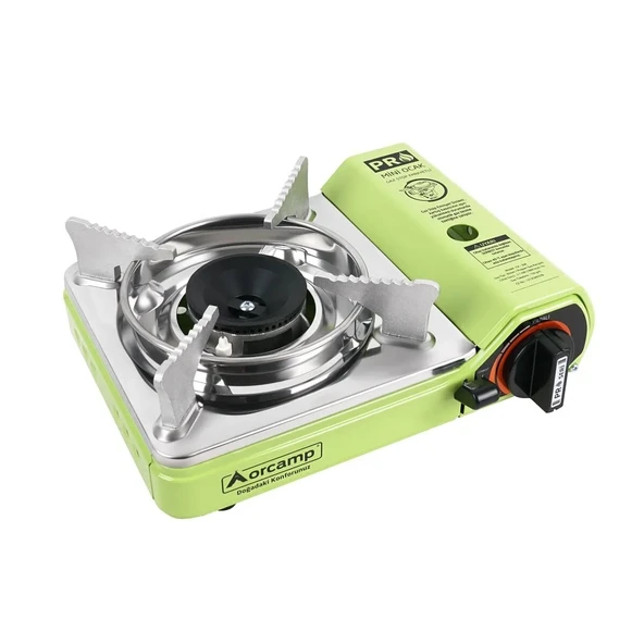 Orcamp Tekli Mini Portatif Kamp Ocak ve 3 Adet 227 gr Gaz Kartuş Seti Yeşil - 3