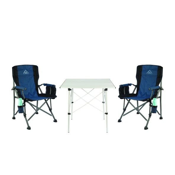 2 Adet OL Outdoor Mammoth Katlanır Kamp Sandalyesi Mavi + OL Outdoor Alüminyum Katlanır Kamp Masası