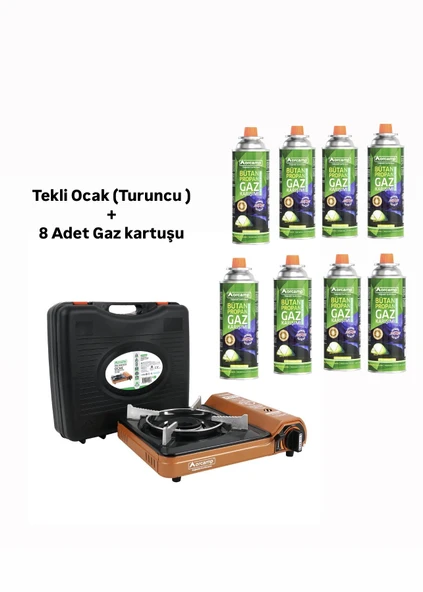 Orcamp Portatif Kamp Ocağı - Gaz Stop Emniyetli - 8 Adet 227 Kartuş