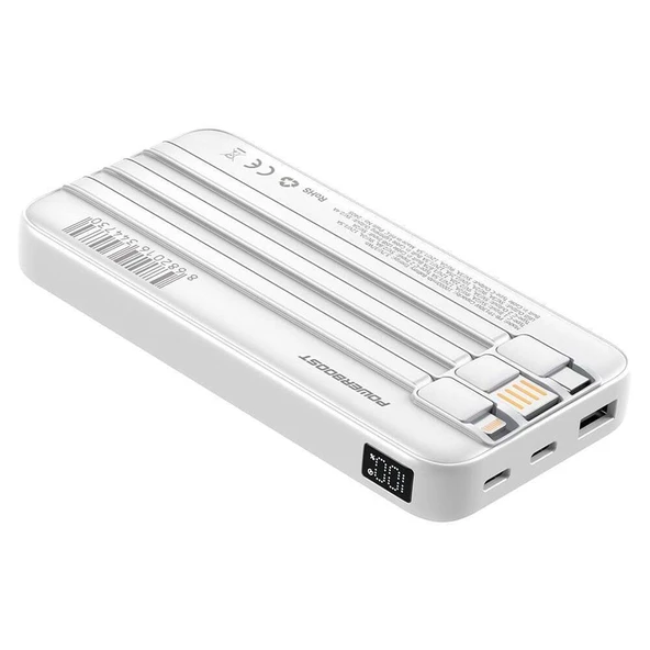 PowerBoost PRIME 130W 10000mAh 22.5W Dahili Kablolu LCD Beyaz Tasinabilir Sarj Cihazi Powerbank - 3