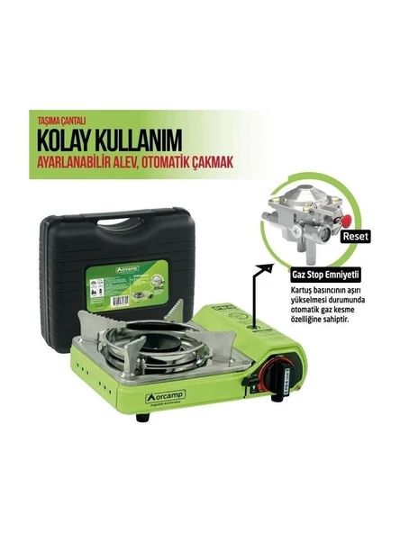 Orcamp Tekli Mini Portatif Ocak Yeşil - 3