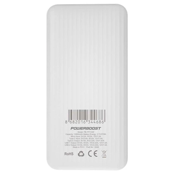 PowerBoost PRIME 110W 10000mAh PD20W Type-C HSC22.5W Beyaz Tasinabilir Sarj Cihazi Powerbank - 3