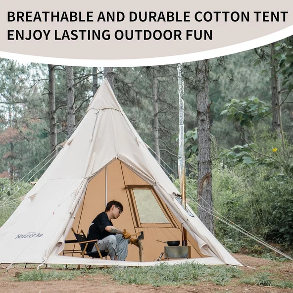 Naturehike Profound 9.6 Carpa Glamping Aile Çadırı | Cotton Pyramid Kanvas | - 3