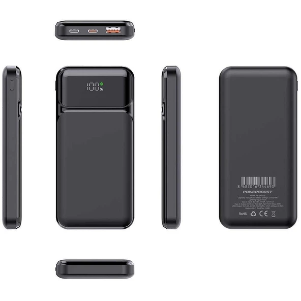 PowerBoost NIGHT 115B 10000mAh 22.5W LCD GizliLED Siyah Tasinabilir Sarj Cihazi Powerbank - 3