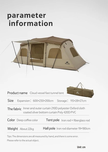 Naturehike Glamping Cloud Vessel 4 Kişilik Hızlı Kurulum Tünel Çadır - 2
