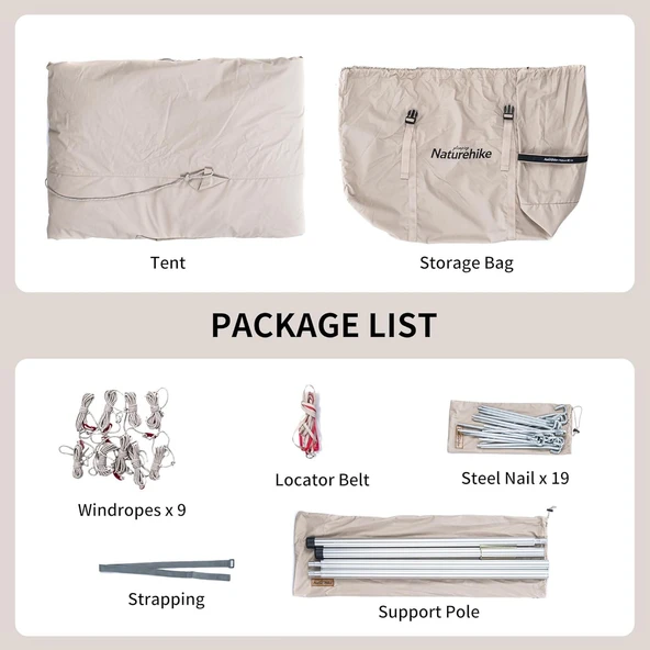 Naturehike Profound 9.6 Carpa Glamping Aile Çadırı | Cotton Pyramid Kanvas | - 5
