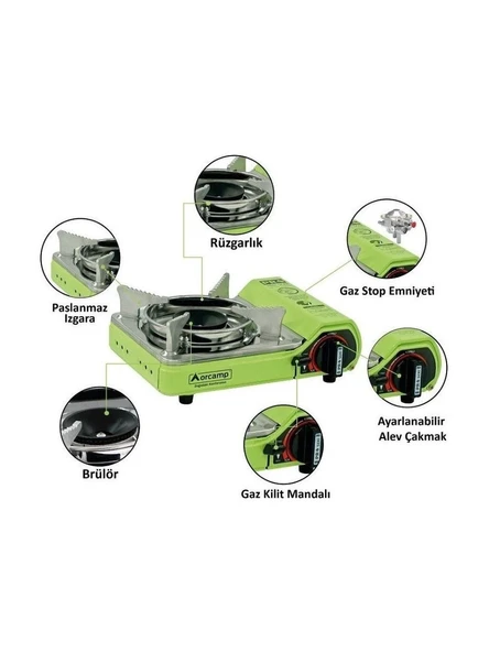Orcamp Tekli Mini Portatif Ocak Yeşil - 4