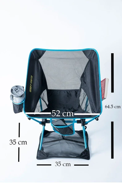 KATLANIR KAMP SANDALYESİ ALT BEZLİ BATMAZ KAYMAZ 150 KG TAŞIMA Turkuaz - 8