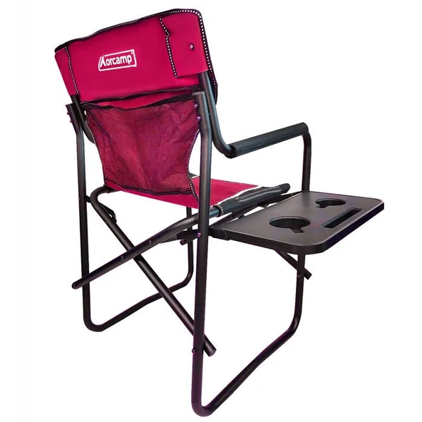 Orcamp Katlanır Yan masalı Lüks Kamp Sandalyesi Kırmızı - 2