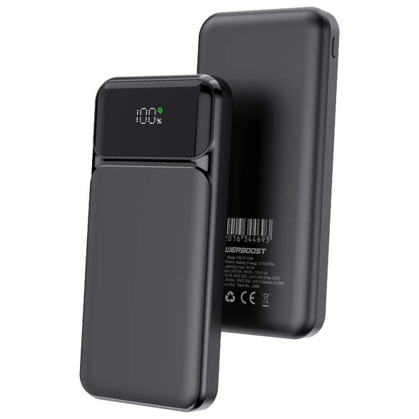 PowerBoost NIGHT 115B 10000mAh 22.5W LCD GizliLED Siyah Tasinabilir Sarj Cihazi Powerbank - 2